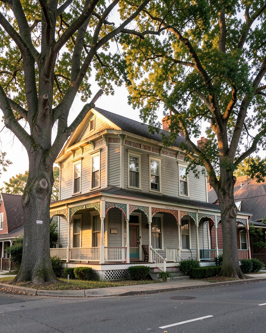 A restored Victorian home with a wraparound porch in Delaware, Ohio