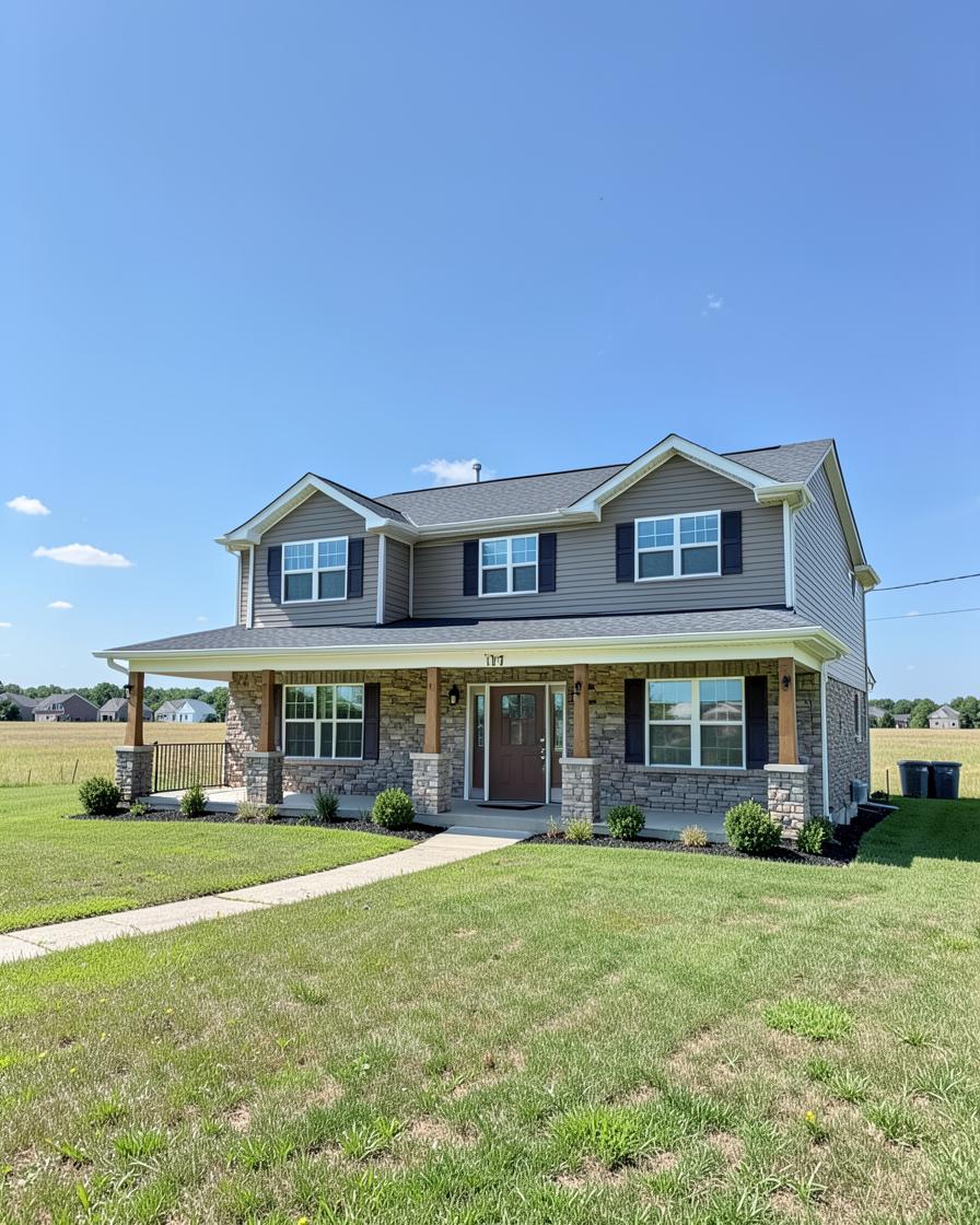 A newer home on the edge of open countryside in Lewis Center, Ohio
