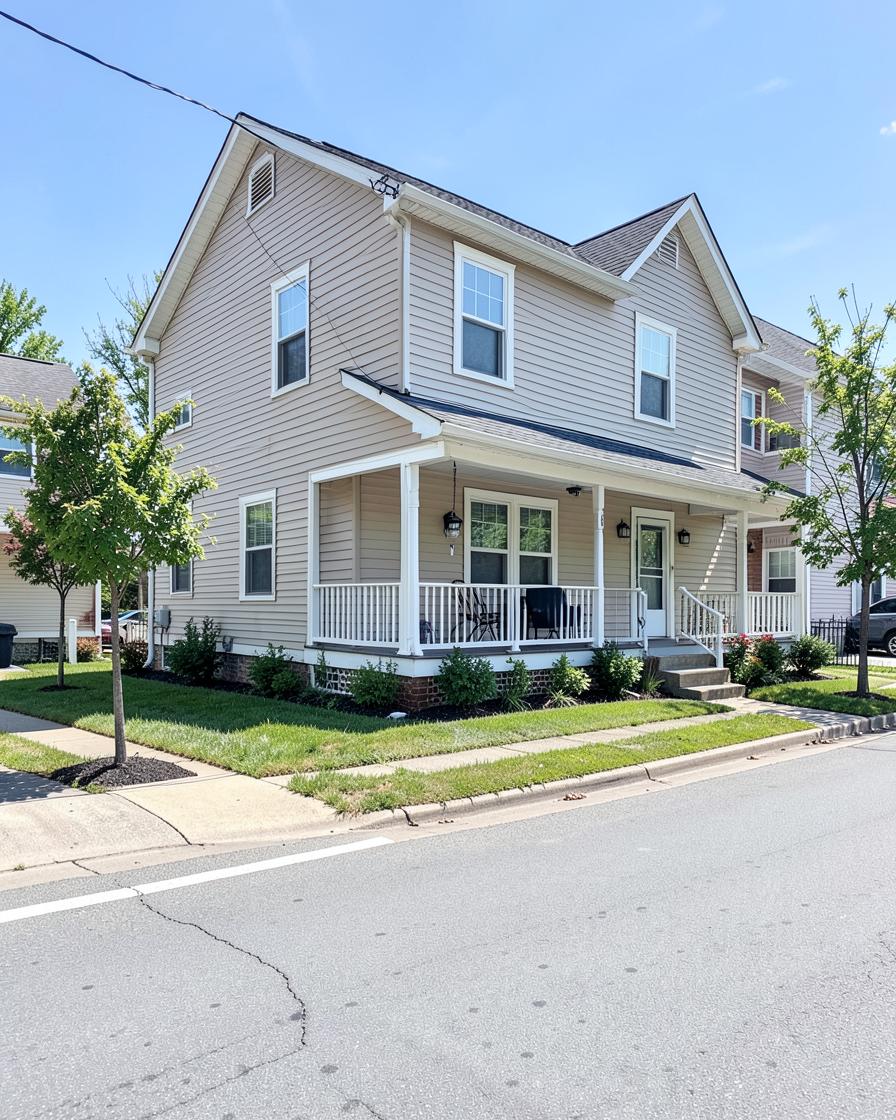 A newer two-story home with a covered porch in Marysville, Ohio