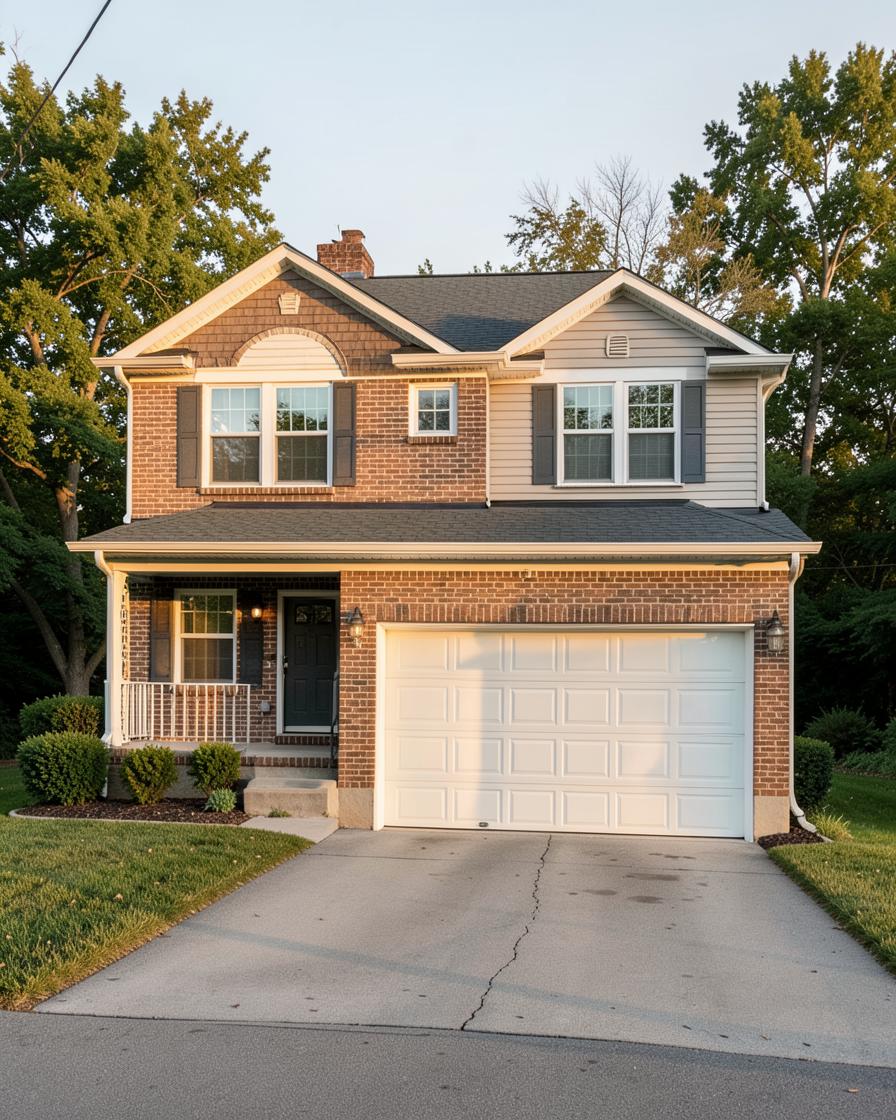 A two-story brick and siding family home in Powell, Ohio